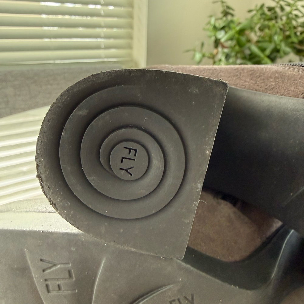 Fly London Grey and Black Suede Heeled Boots. - Picture 7 of 8